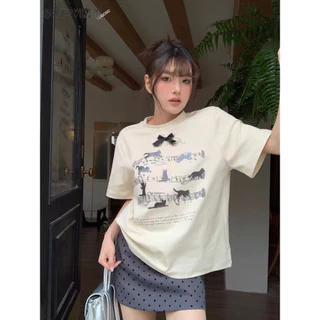 SOERVIMY áo phông áo thun nữ croptop baby tee Vintage Cute Minimalist Casual WCS2451MY2 22Z240528