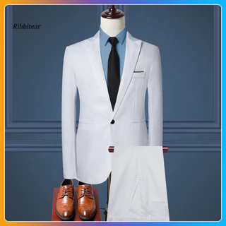 < Ribbitear > Bộ quần Blazer nam Bộ quần áo một ngực Bộ quần áo bảo hộ lao động nam Bộ đồ công sở Slim Fit Blazer Quần Combo dành cho người mua Đông Nam Á phong cách chuyên nghiệp