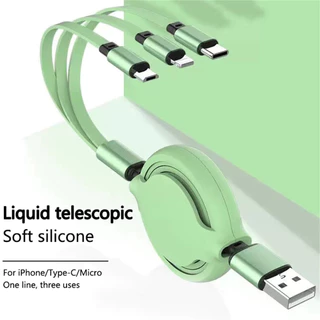 Bộ sạc cáp dữ liệu có thể thu vào 3 trong 1 Micro USB Android Sạc nhanh USB Type C Cáp màu Macaroon cho IOS