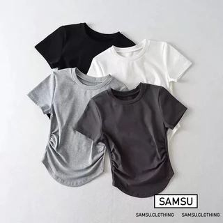 Áo Thun Nữ Vạt Bầu Nhún Eo Siêu Xinh Áo Kiểu Nữ Chất Vải Thun Samsu.clothing_saigon