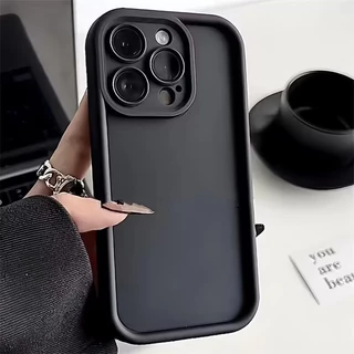 Ốp Điện Thoại Mềm Đơn Giản Tương Thích Cho IPhone 11 12 13 Pro 14 15 7 8 Plus XR X XS Max Vỏ Điện Thoại TPU Silicon Vỏ Chống Sốc Bảo Vệ Ống Kính