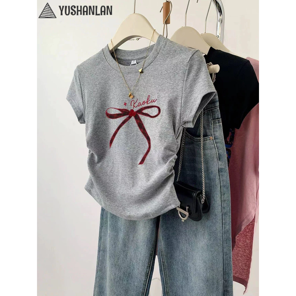 YUSHANLAN áo phông áo thun nữ croptop baby tee INS xu hướng Cổ điển phổ biến WTX244120S 17Z240426