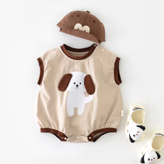 Ins Mùa Hè Sơ Sinh Jumpsuit Thoáng Khí Không Tay Jumpsuit Bé Trai Áo Liền Quần Dễ Thương Họa Tiết Chó Nhỏ Dễ Thương Thiết Kế Bộ Đồ Cho Trẻ Sơ Sinh Quần Áo Bé 0-2 Tuổi