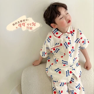 [W.M KIDS & BABY] Giao ngay & Miễn phí Vận chuyển Bộ đồ ngủ mùa hè cho trẻ em Bé trai Quần ngắn tay Bộ đồ ngủ trẻ em cỡ trung bình Nhà mềm mại