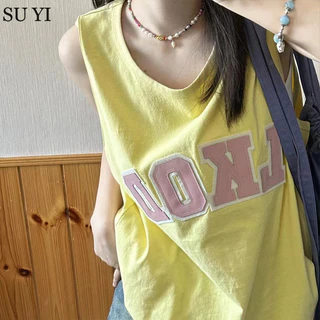 Áo thun ngắn tay cotton nguyên chất SU YI dành cho nữ
