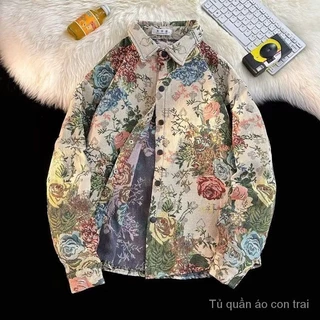 Áo khoác nam mới hợp thời trang Jacquard Top Loose American Retro Cargo Jacket