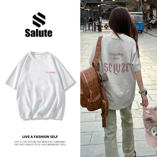 Áo phông nữ xám form rộng mùa hè local brand SALUTE girl phố áo thun in hình oversize fashion 100% cotton Y0376