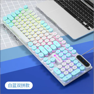 Bàn phím chơi Game Punk, Thích hợp cho PC, Laptop và Mac, Thiết bị ngoại vi có dây văn phòng trò chơi, Bàn phím USB máy tính tròn nhiều màu cổ điển