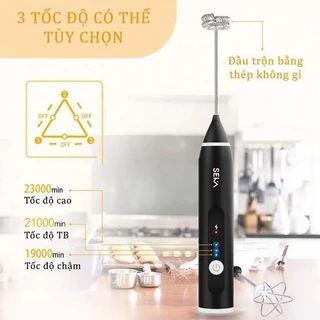 Máy Đánh Trứng Cầm Tay SEKA, Máy Tạo Bọt Cafe Cầm Tay Mini 3 Tốc Độ Sạc USB Tiện Sử Dụng .