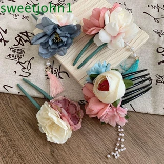 Sweetjohn Hanfu Kẹp Tóc, Lược Chải Tóc Tua Rua Hình Chữ U Tóc, Que Tóc Cổ Cho Buns Phong Cách Trung Hoa Đũa Tóc Hoa Kẹp Tóc Phụ Kiện Hanfu