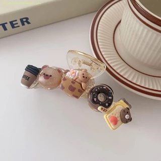 Fashionconnect Cookie Vuốt Tóc, Gấu Hoạt Hình Phong Cách Hàn Quốc Mũ, Sáng Tạo Nhựa Ngọt Ngào Đuôi Ngựa Kẹp Cá Mập Dạo Phố