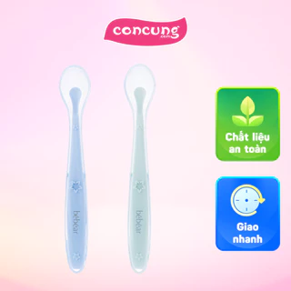 Bộ 2 muỗng silicone Bebear (Xanh dương+ Xanh lá, BS7540)