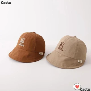 Mũ che nắng CACTU, Mũ trẻ em có thể điều chỉnh màu trơn, Mũ Cotton lớn vành dễ thương cho bé mùa hè