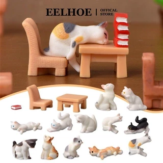 EELHOE 17 Phong Cách Mèo Dễ Thương Micro Phong Cảnh Búp Bê Nhỏ Đồ Chơi Mô Hình DIY Trang Trí Xe Hơi Hoạt Hình Sáng Tạo Nhựa Để Bàn Trang Trí miiki_vn