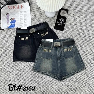 Quần sooc jeans thêu chữ m túi kèm đai hàng QCL1 CABOXIN