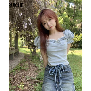 RUICHE áo phông áo thun nữ croptop baby tee Comfortable xu hướng Vintage hàn quốc WCS2440UMQ 16Z240418