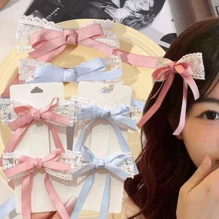 [Đặc sắc] Kẹp tóc nơ ren - Mũ đội đầu Barrettes cho bé gái - Phụ kiện tóc Dress Up - Kẹp mỏ vịt - Kẹp tóc nơ ren - Thời trang, Ngọt ngào, Hàn Quốc