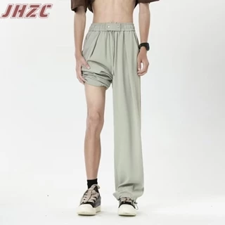 Quần nam JHZC mùa hè Nhật Bản thời trang cổ điển đơn giản màu trơn lụa băng mỏng và thoải mái quần ống rộng