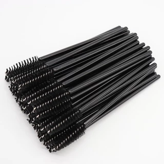 Bàn chải Mascara dùng một lần màu đen Lược chải lông mày Bàn chải trang điểm lông mày Màu hồng di động hai màu