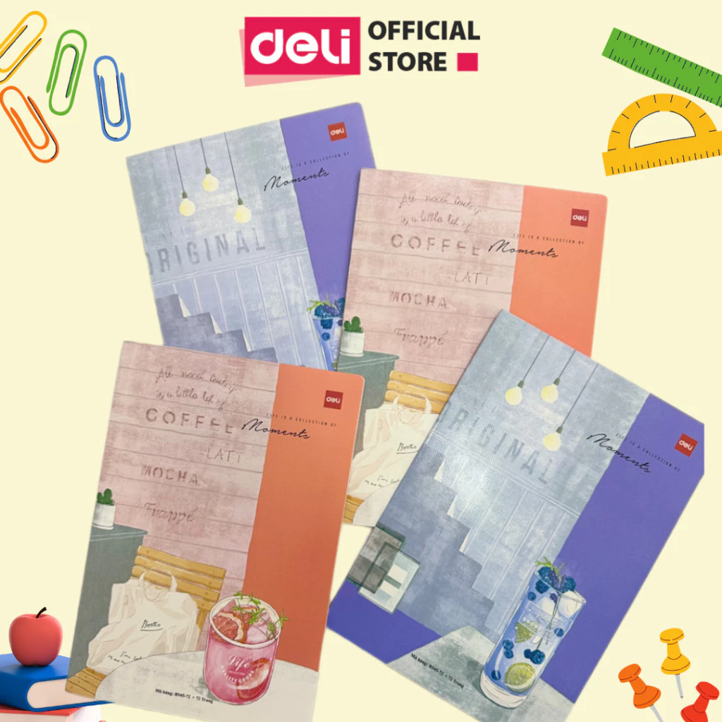 Vở kẻ ngang Deli 72/ 120/ 200 trang dành cho học sinh sinh viên cấp 2 3 đại học nhiều mẫu mã họa tiết đa dạng phù hợp