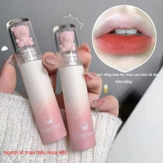 Lip Glaze Làm Trắng Gege Gấu Gege Gấu Bột Sương Kem Matte Lip Glaze Sữa Bánh Son Môi Học Sinh Nhiều Màu Sắc Có Sẵn