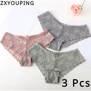 Zxyouping 1 / 3 Quần Lót Ren Nữ Liền Mạch Quần Eo Thấp Quần Lót Thoáng Khí Plus Kích Thước M-XXL