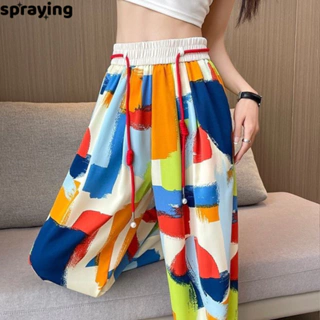 spraying quần ống rộng Quần Túi Hộp High-quality Korean fashionable cổ xưa WFK243065B 20Z240515