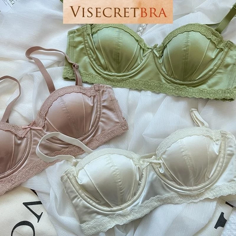 Áo Ngực Áo Lót Bra Nữ VISECRET BRA Vải Lụa Satin Có Gọng Nâng Ngực Tạo Khe Ren Sang Trọng Mềm Mịn -- 240302