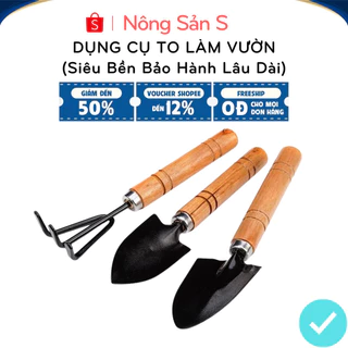 Bộ 3 Món Dụng Cụ Làm Vườn To Xẻng Làm Vườn - Xới Đất - Cào Đất Tiện Lợi