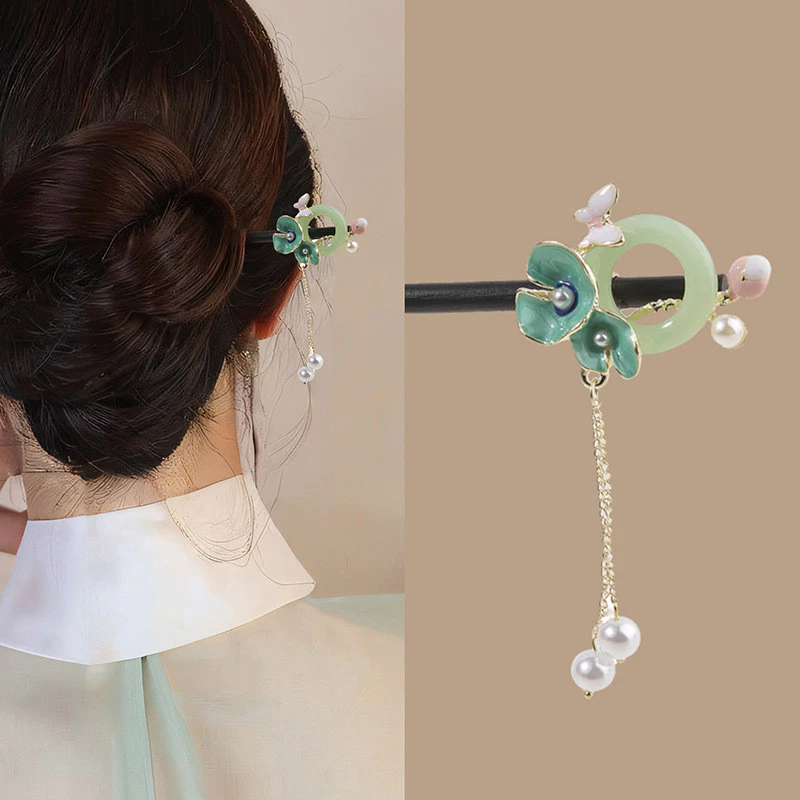 Cổ Kẹp Tóc An Toàn Khóa Tua Rua Bước Kẹp Tóc Mới Phong Cách Trung Hoa Hanfu Phụ Kiện Hàng Ngày Sườn Xám Kẹp Tóc Nữ