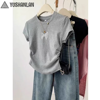 YUSHANLAN áo phông áo thun nữ croptop baby tee Minimalist Phong cách Cổ điển Xu hướng WTX24410VA 17Z240425