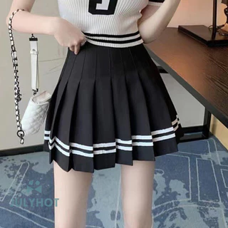 Cool 2023 Váy xếp ly cạp cao Kawaii Harajuku Váy nữ Cô gái Gothic Váy thủy thủ chữ A Preppy Đồng phục đi học vn