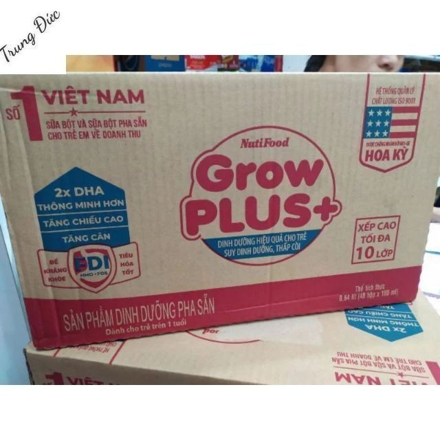 Thùng sữa GROW PLUS+ Đỏ 110ML đủ loại