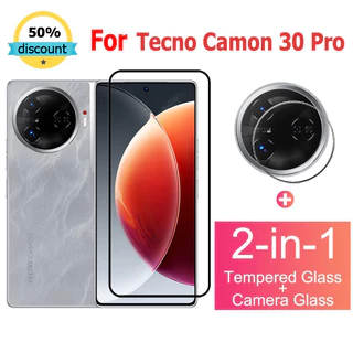 Kính cường lực bảo vệ màn hình Tecno Camon 30 Pro cho Tecno Pova 6 Neo 4 5 Spark 20 Pro Plus 10C 20C 10 Camon 30 20 Pop 8 5G Phim kính bảo hiểm toàn diện + Bảo vệ kính ống kính máy ảnh