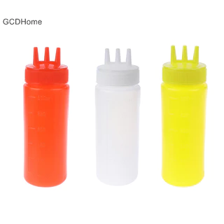 Gcdhome 3 Lỗ Bóp Chai Nước Sốt gar Dầu Ketchup Gravy Cruet Gia Vị Dispenser HOT