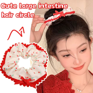 Họa Tiết Gấu Nhỏ, Phong Cách Ba Lê, Ngọt Ngào - Scrunchie Đuôi Ngựa Cao - Phụ Kiện Tóc - Mũ Công Chúa - Nhẫn Tóc Nơ Màu Hồng