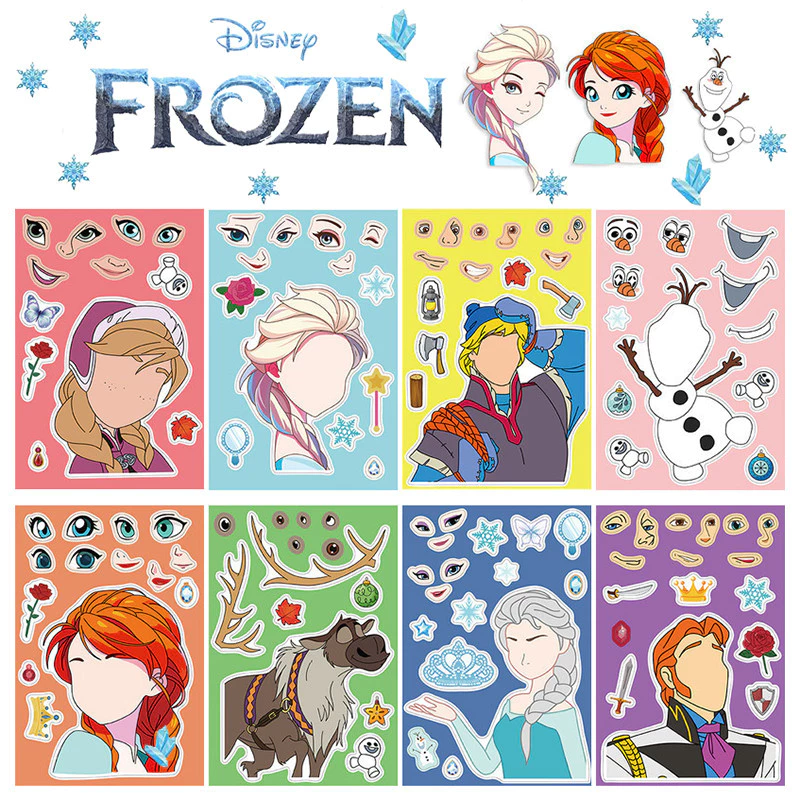 Chủ Đề Hoạt Hình Disney Mới - Frozen Bộ Sưu Tập Đồ Chơi Xếp Hình Miếng Dán Trẻ Em DIY Thủ Công Thủ Công Chống Thấm Nước Lặp Lại Miếng Dán