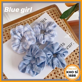 Dây buộc tóc, dây cột tóc Scrunchies co dãn thời trang họa tiết kẻ caro, phụ kiện tóc nữ E1874