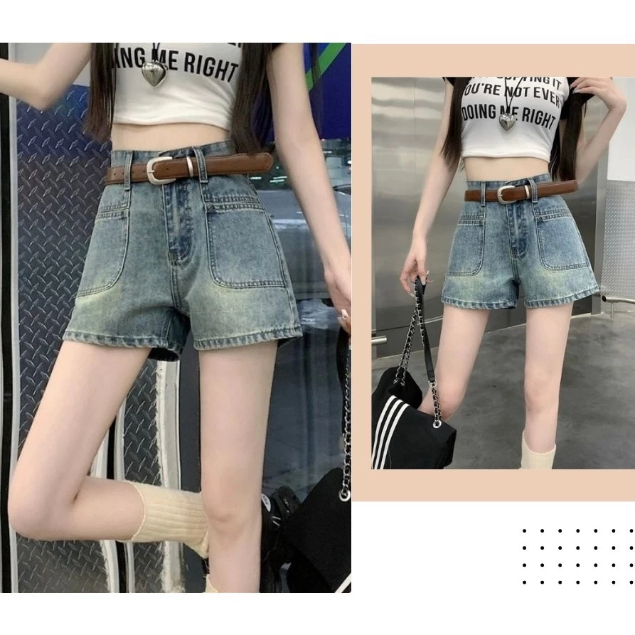 Quần short jeans nữ cạp cao, quần sooc bò túi cơi dáng ngắn sexy 2 túi trước chất vải dày dặn