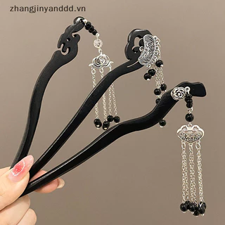 ♥Zb♥ Vintage Wood sel Step Shaking Chop Hair Stick Cô gái mới Phụ kiện tóc phong cách truyền thống Trung Quốc ^ d ^