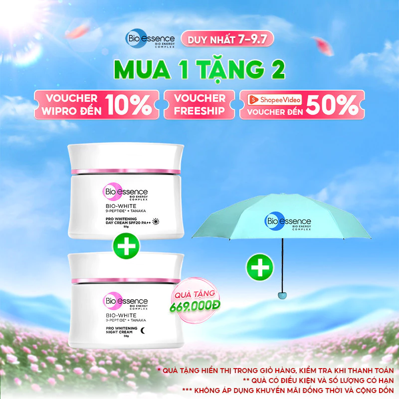 Kem Dưỡng Trắng Sáng Da Ban Ngày Bio-essence Bio-White Pro SPF20 PA++ Day Cream chiết xuất Tanaka&Camellia 50g