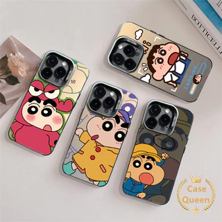 Ốp điện thoại Crayon Shin-chan hoạt hình đáng yêu cho Oppo A78 A58 A76 A38 A12 A7 A17 A5s A16 A16s A53 A77 A18 A57 A55 A98 A17k A74 A3s A77s A1K A31 A9 A52 A96 Reno 5 5F Vỏ ống kính kim loại