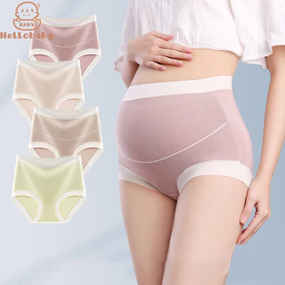 Hellobaby bà bầu cotton nguyên chất kháng khuẩn Quần lót bà bầu lưng cao Hỗ trợ bụng Quần lót liền mạch cho phụ nữ mang thai sớm, trung và muộn