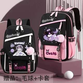 Kuromi bagpack cho trường học kuromi kuromi Hàng hóa Hoạt hình dễ thương Nữ sinh trung học Schoolbag Ba lô Nhật Bản ins Cô gái trái tim Ba lô K2