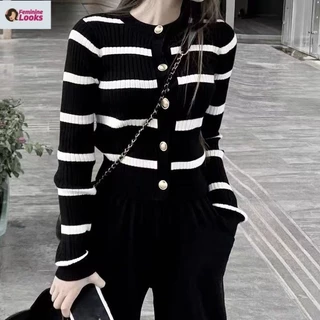 Áo Khoác Cardigan Tay Dài Kẻ Sọc Thời Trang Hàn Quốc