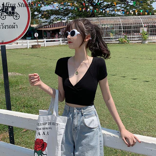 Miya Studio áo phông áo thun nữ croptop baby tee Cổ điển Phong cách Minimalist Trendy WTX2440KSC 19Z240508