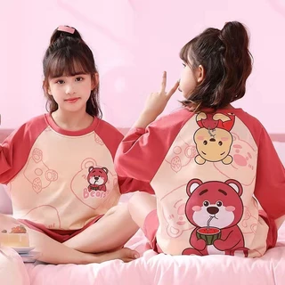 Hoạt Hình Trẻ Em Bộ Đồ Ngủ Bé Gái Mùa Hè Mỏng Phong Cách Điều Hòa Không Khí Homewear Bé Gái 2024 Phong Cách Mới Tay Ngắn Phù Hợp Với Phong Cách Mùa Hè