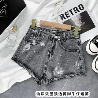 Mùa Hè 2024 Phong Cách Mới Cao Cấp Quần Short Denim Nữ Ôm Hơn Nhìn Phù Hợp Với Chữ Thập Thiết Kế Niche Quần Ống Rộng Nóng