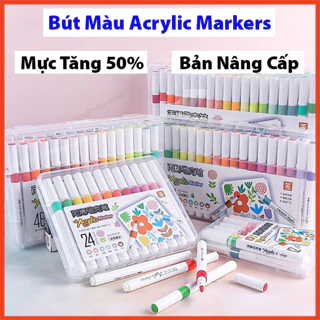 Bút Màu 48 Acrylic Marker Vẽ Trên Mọi Chất Liệu, Màu Sắc Tươi Sáng Bút Lông Màu