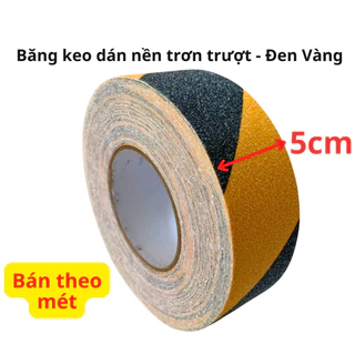 Băng keo nhám màu Vàng Đen, rộng 5cm, dán nền - cầu thang chống trơn trượt, bán theo mét - Tân An An